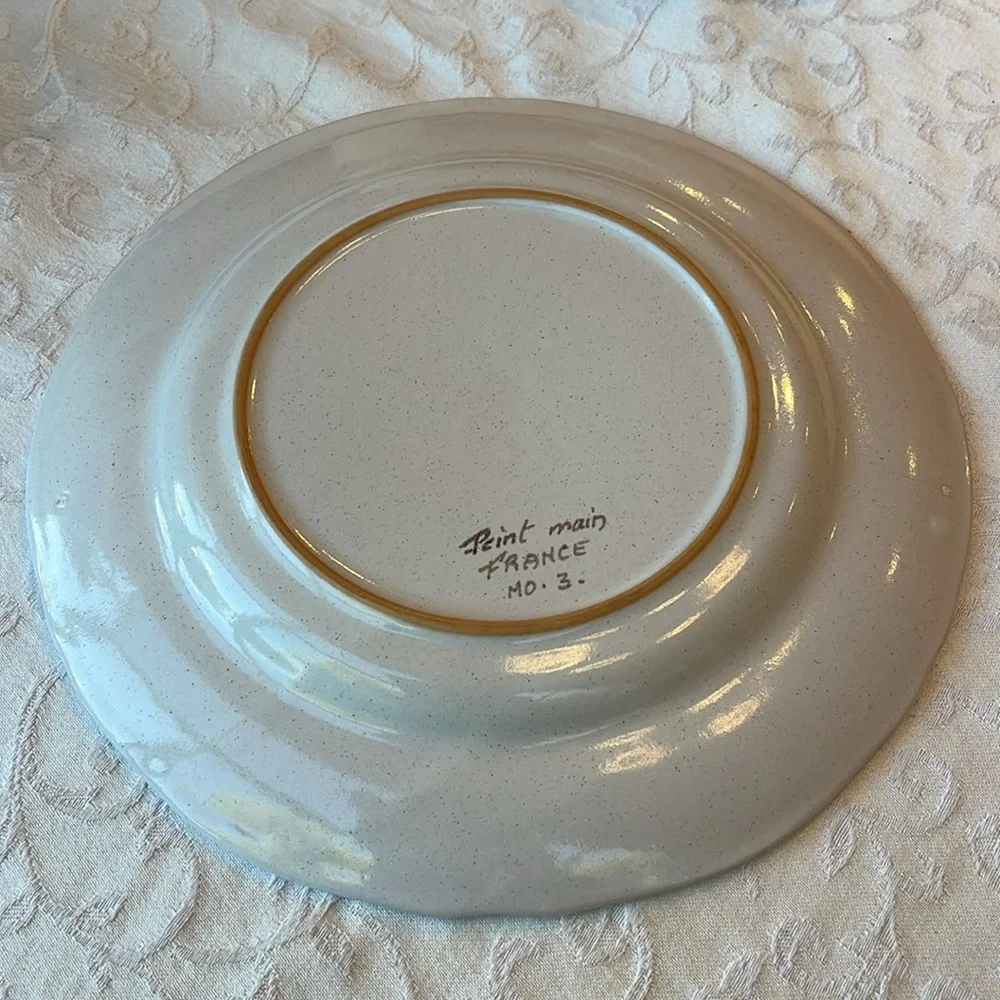 Vintage French hot air balloon plate,  hand painted in France